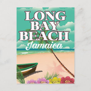 Long Bay Strand Jamaika Reiseplakat Postkarte