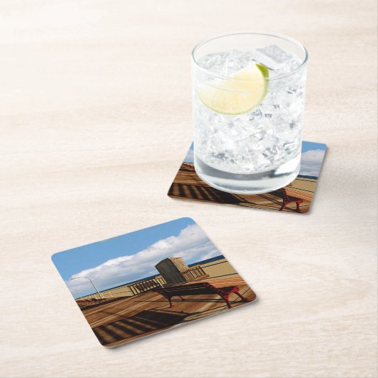 Long Beach boardwalk Rechteckiger Pappuntersetzer (Vor Ort)