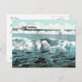 Long Beach Breakers Vintag Postkarte (Vorne/Hinten)