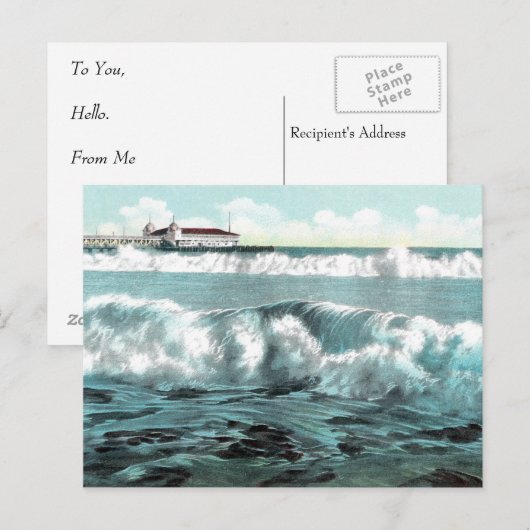 Long Beach Breakers Vintag Postkarte (Vorne/Hinten)