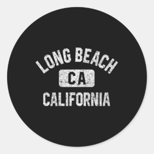 Long Beach Ca Gymnastikrosa mit gestörtem Weiß Runder Aufkleber