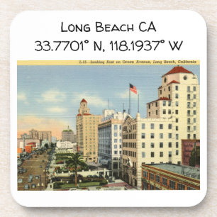 Long Beach CA Karten Koordinaten im Vintage Stil Getränkeuntersetzer