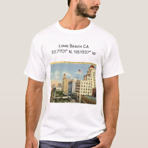 Long Beach CA Kartenkoordinaten im Vintage-Stil T-Shirt