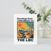 Long Beach CA LBC Retro Reise Postkarte (Stehend Vorderseite)