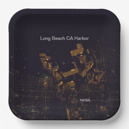 Long Beach CA, NASA in der Nacht Pappteller (Vorderseite)