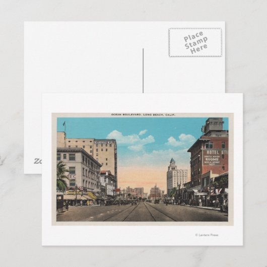 Long Beach, CA - Ocean Boulevard View Postkarte (Vorne/Hinten)