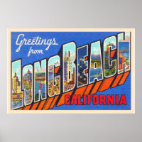 Long Beach California CA Large Letter Postcard