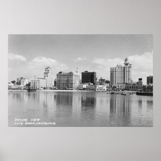 Long Beach, California City Skyline View Poster (Vorne)