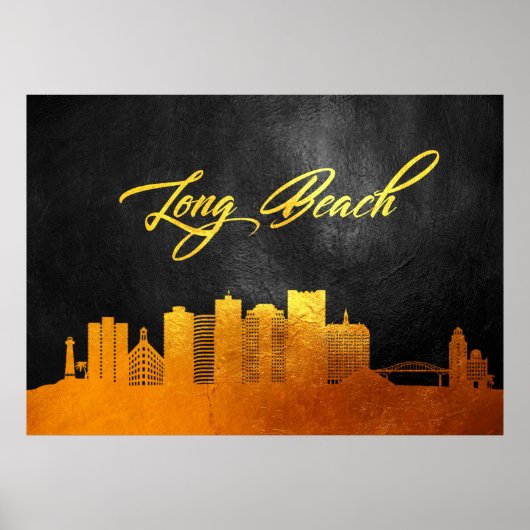 Long Beach California Gold Skyline Poster (Vorne)