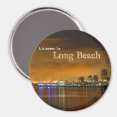 Long Beach California in der Nacht Magnet (Vorderseite/Rückseite)