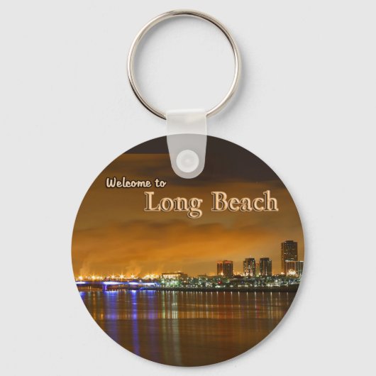 Long Beach California in der Nacht Schlüsselanhänger (Vorderseite)