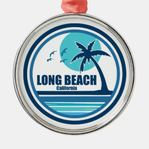 Long Beach California Palm Tree Birds Ornament Aus Metall