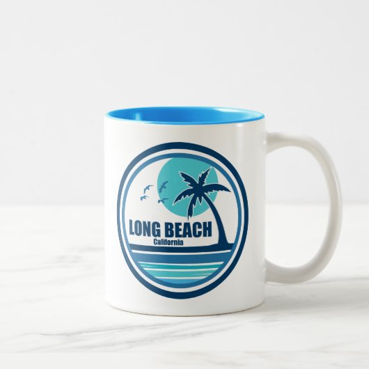 Long Beach California Palm Tree Birds Zweifarbige Tasse (Rechts)