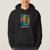 Long Beach California Palm Tree Surfing Beach Vaca Hoodie (Vorderseite)