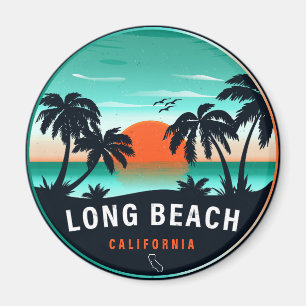 Long Beach California Retro-Sonnenuntergang-Souven Magnet