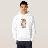 Long Beach California Retro Sunset Palm Tree Beach Hoodie (Vorne ganz)