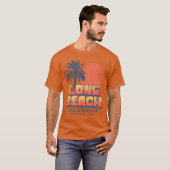 Long Beach California Retro Sunset Palm Tree Cali T-Shirt (Vorne ganz)
