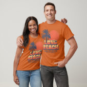 Long Beach California Retro Sunset Palm Tree Cali T-Shirt (Unisex)