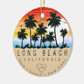 Long Beach California Retro Sunset Palmen 80er Keramik Ornament (Links)