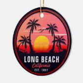 Long Beach California Retro Sunset Souvenirs 80er Keramik Ornament (Links)