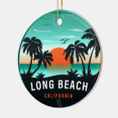 Long Beach California Retro Sunset Souvenirs 80er Keramik Ornament (Links)