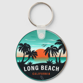 Long Beach California Retro Sunset Souvenirs 80er Schlüsselanhänger