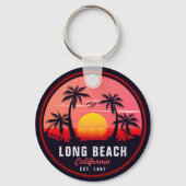 Long Beach California Retro Sunset Souvenirs 80er Schlüsselanhänger (Rückseite)