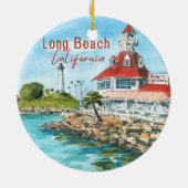 Long Beach California Schmuck Keramik Ornament (Hinten)