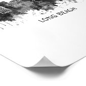 Long Beach California Skyline BW Poster (Ecke)
