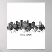 Long Beach California Skyline BW Poster (Vorne)