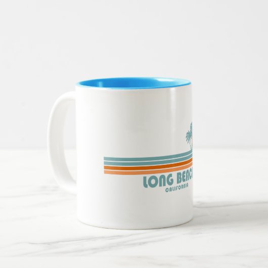 Long Beach California Sun Palm Trees Zweifarbige Tasse (Vorderseite Links)