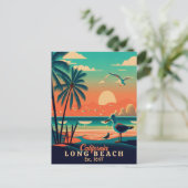 Long Beach California Sunset Souvenirs der 50er Ja Postkarte (Stehend Vorderseite)