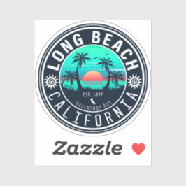 Long Beach California Tropical Sunset Souvenir 70e Aufkleber