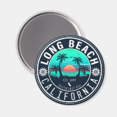 Long Beach California Tropical Sunset Souvenir 70e Magnet (Vorderseite/Rückseite)