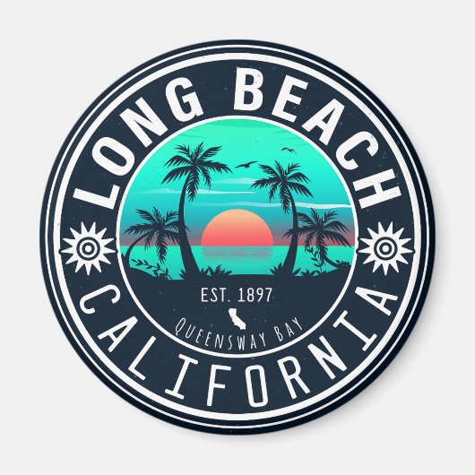 Long Beach California Tropical Sunset Souvenir 70e Magnet (Vorne)