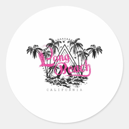 Long Beach California, USA Runder Aufkleber (Vorderseite)