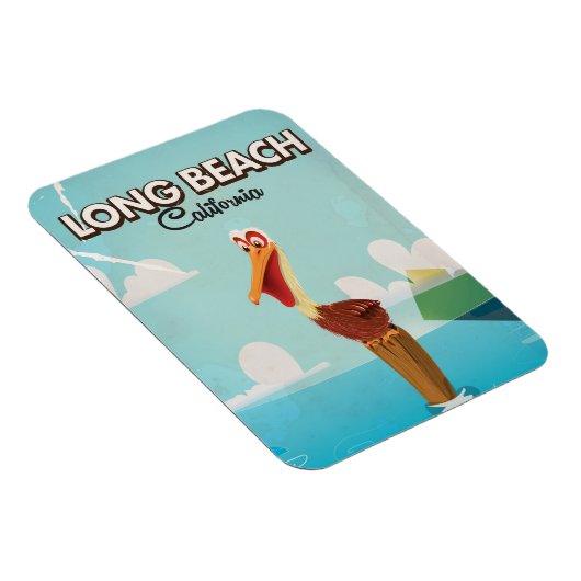 Long Beach California Vintag Pelican Magnet (Rechte Seite)
