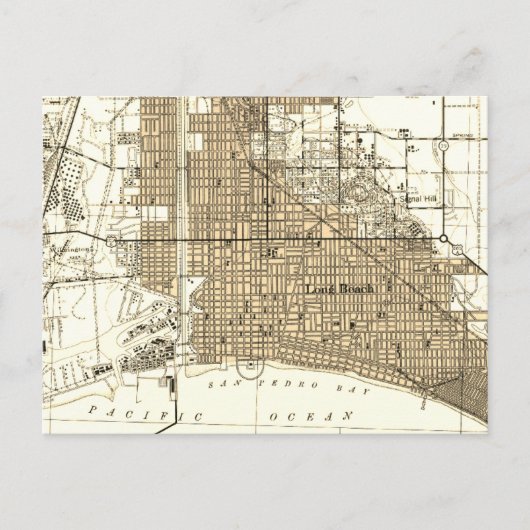 Long Beach California Vintage Karte (Vorderseite)