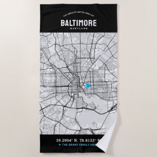 Long Beach City Map + Ihr benutzerdefinierter Stan Strandtuch