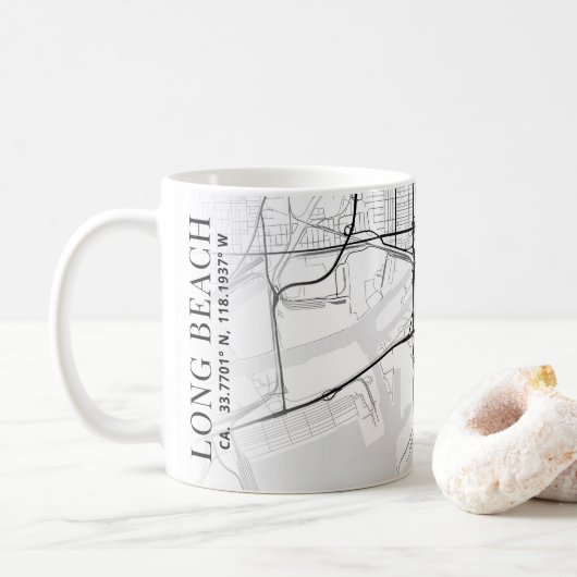 Long Beach City Map Kaffee Tasse (Mit Donut)