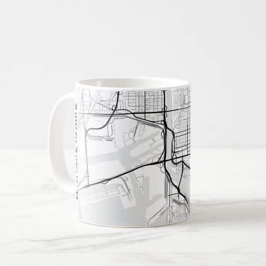Long Beach City Map Kaffee Tasse (Vorderseite Links)