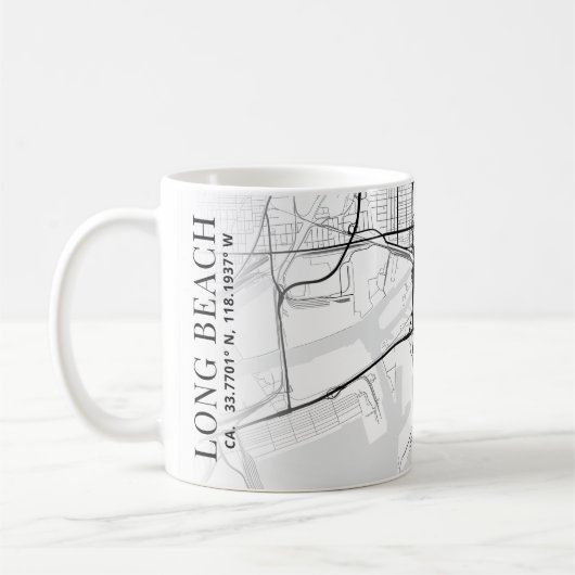 Long Beach City Map Kaffee Tasse (Links)