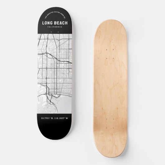 Long Beach City Map Skateboard (Vorderseite)