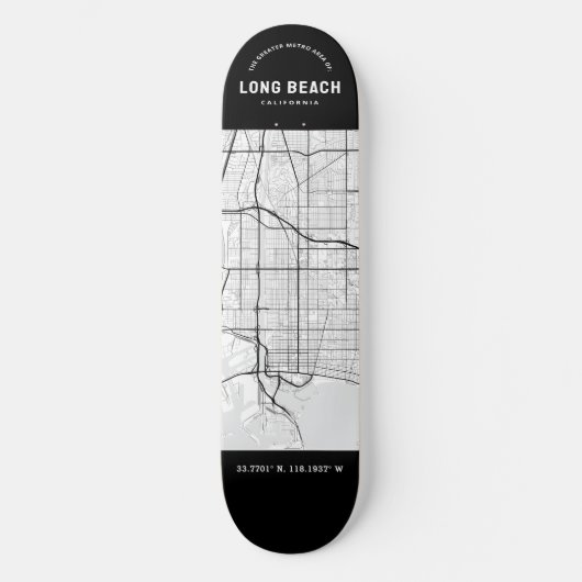 Long Beach City Map Skateboard (Vorderseite)