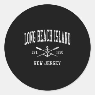 Long Beach Island Nj Vintag überquerte Oars &Amp;  Runder Aufkleber