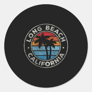 Long Beach Kalifornien Ca Vintage-Grafik Retro 70e Runder Aufkleber