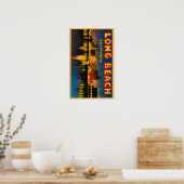 Long Beach, Kalifornien - Große Briefmarken 2 Poster (Küche)