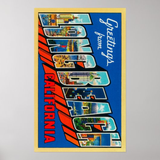 Long Beach, Kalifornien - Große Briefmarkenszenen Poster (Vorne)