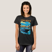 Long Beach Kalifornien Hafen Boot Reise T-Shirt (Vorne ganz)