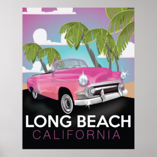 Long Beach Kalifornien Vintage-Reiseposter Poster